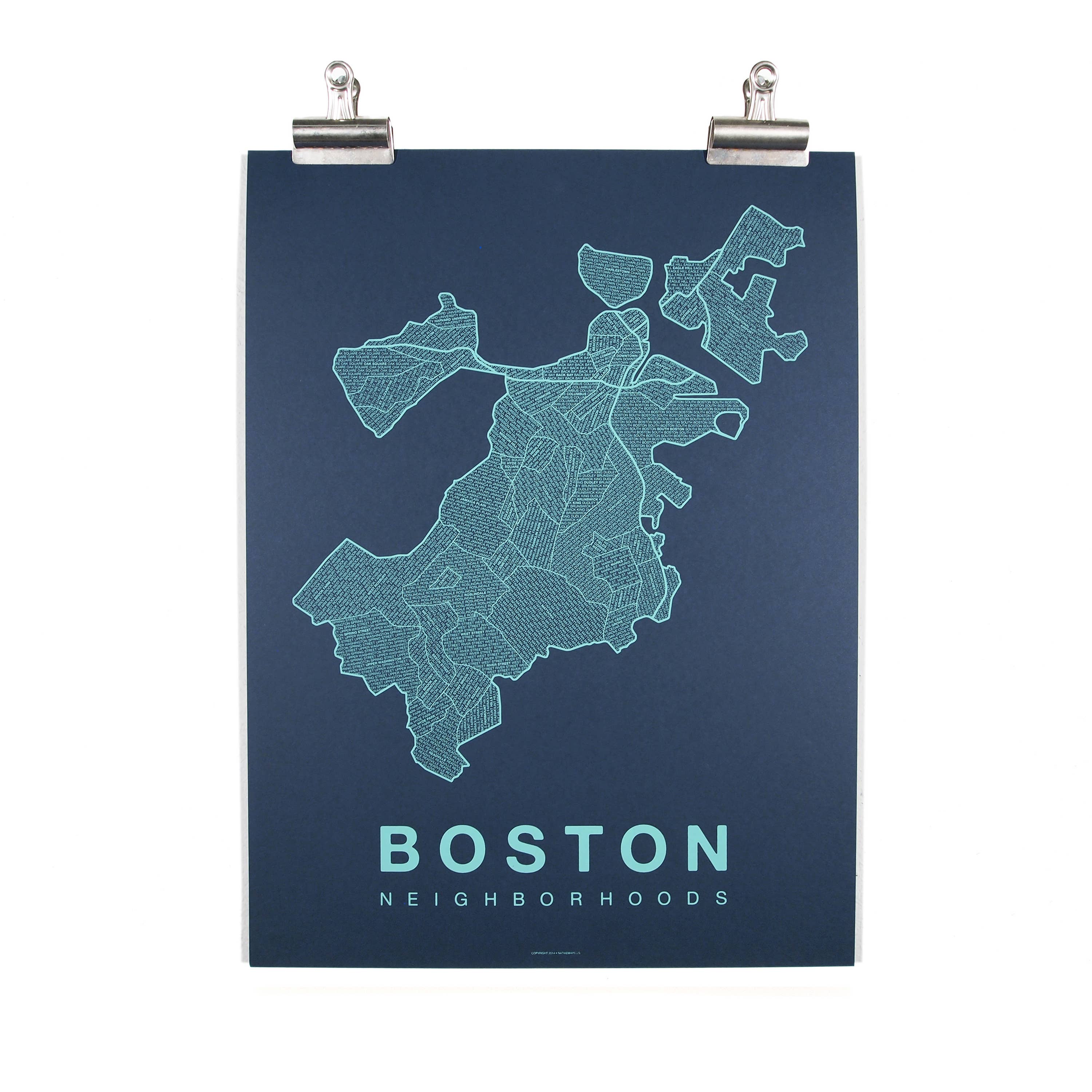 Native Maps - Wholesale Poster - Boston, MA Neighborhood City Map Poster5
