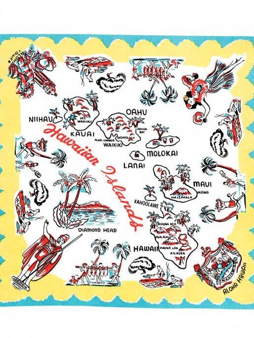 Aloha Serviette de cuisine Motif carte d'Hawaï pour la vente par Red and White Kitchen Company