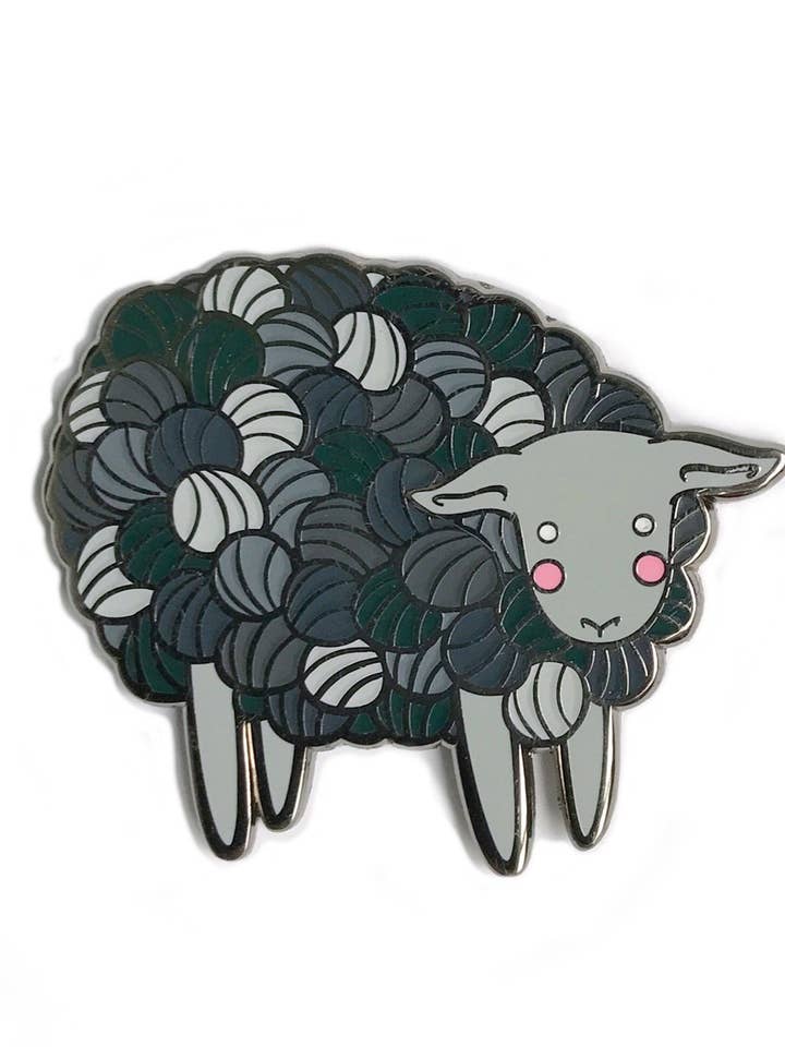 Yarn Sheep in Grey Enamel Pin for wholesale by Danielle V Designs