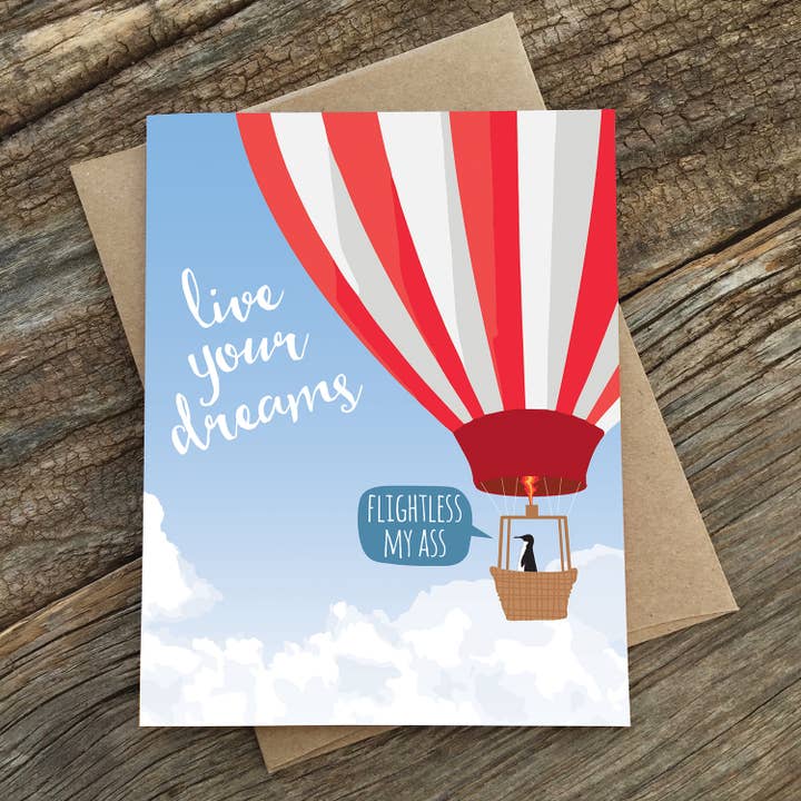Modern Printed Matter - Wholesale Encouragement Card - Live Your Dream Penguin Card
