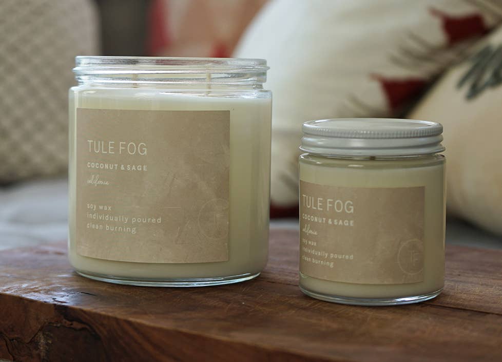Tule Fog Candles - Wholesale Jar/Filled Candle - Coconut + Sage Soy Candle 12oz1