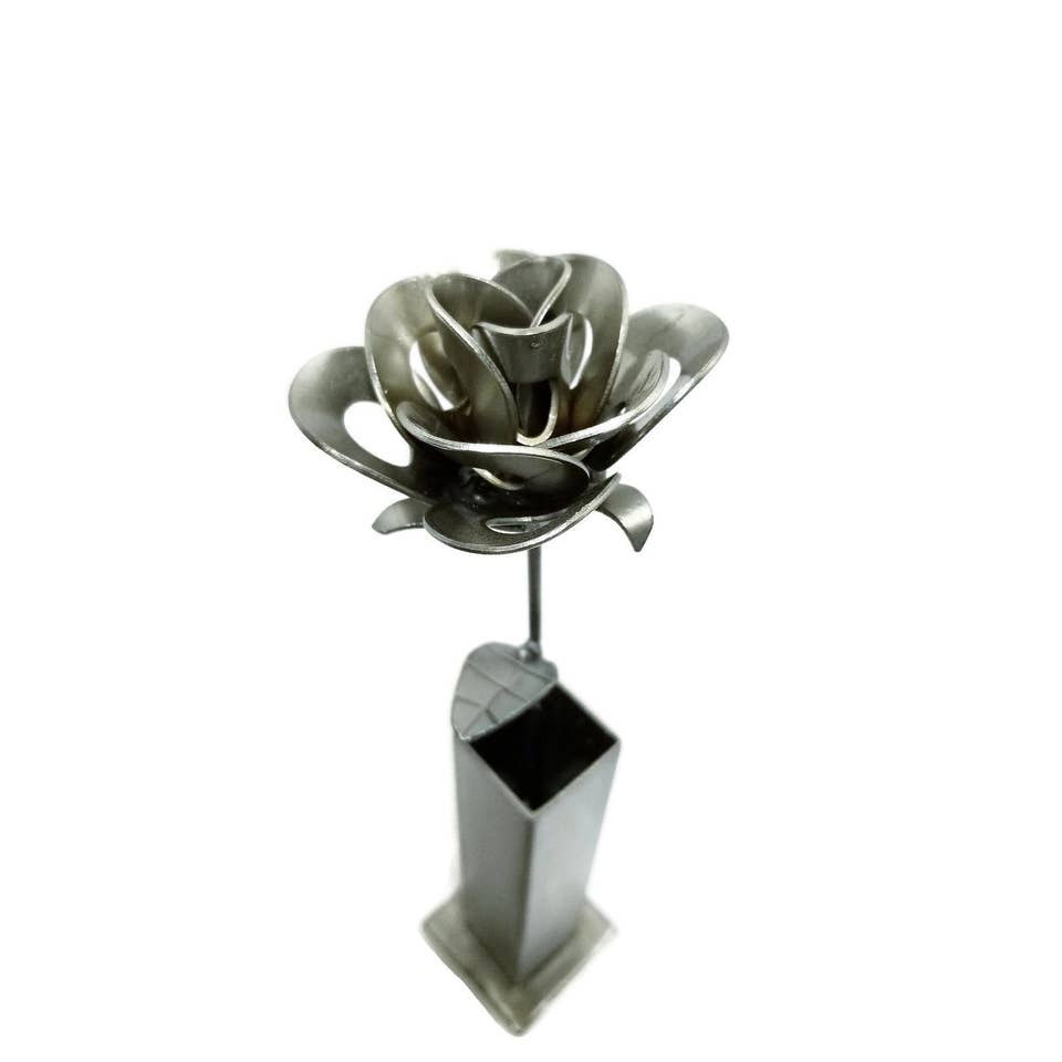 Single Immortal Rose And Bud Vase for wholesale by Metal Relic